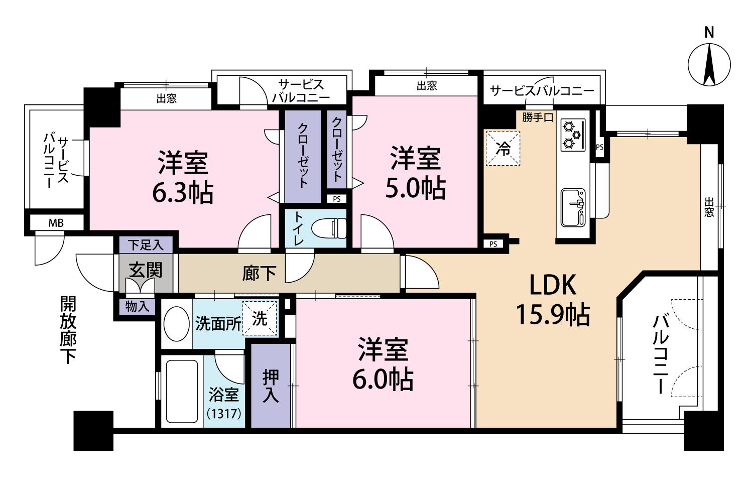 新着☆マンション情報☆ル・サンク天保山3階2,080万円3LDK！